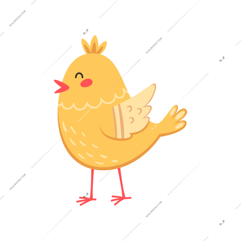 Cute yellow chicken cartoon vector illustration