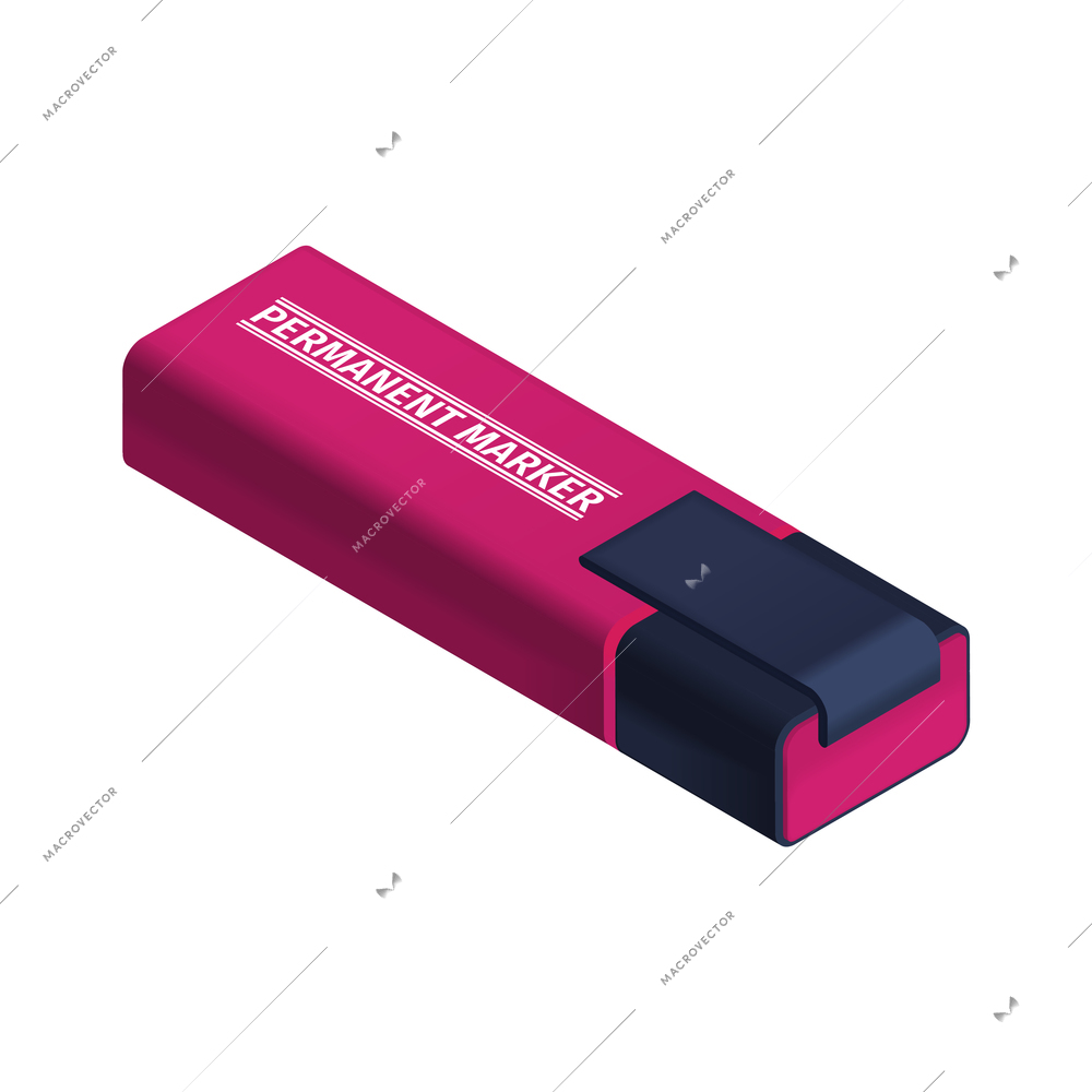 Isometric icon with pink permanent marker 3d vector illustration