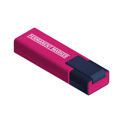 Isometric icon with pink permanent marker 3d vector illustration