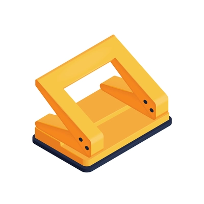 Yellow office paper hole puncher 3d isometric vector illustration