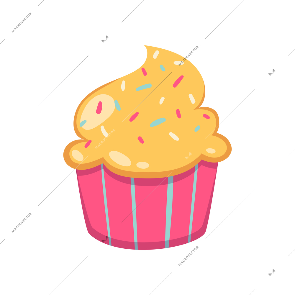 Cartoon easter cake with topping on white background vector illustration