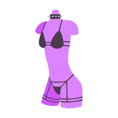 Flat icon with mannequin wearing sexy female lingerie and leather collar vector illustration