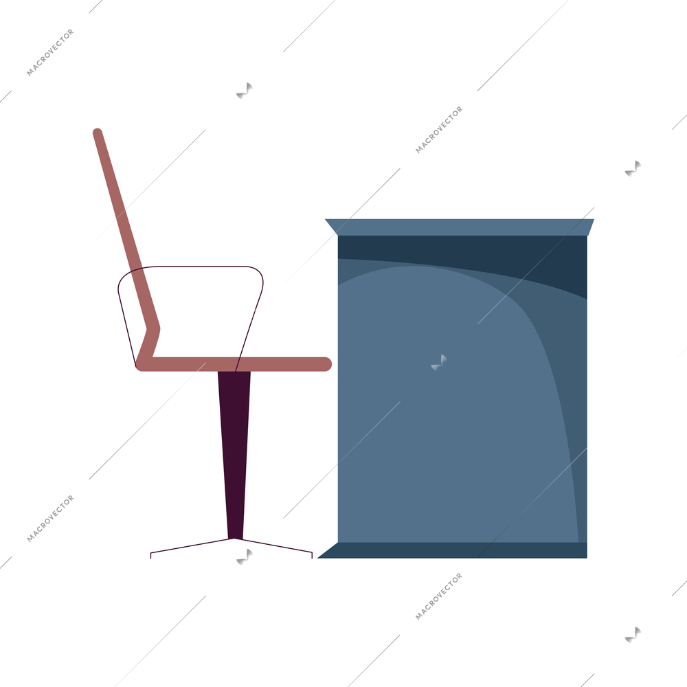 Side view of flat teachers or office table with chair vector illustration