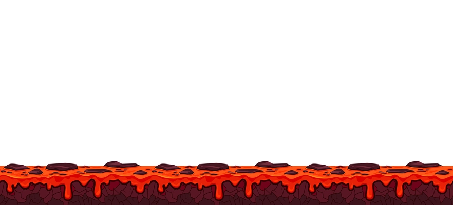 Cartoon landscape with molten magma for game user interface vector illustration