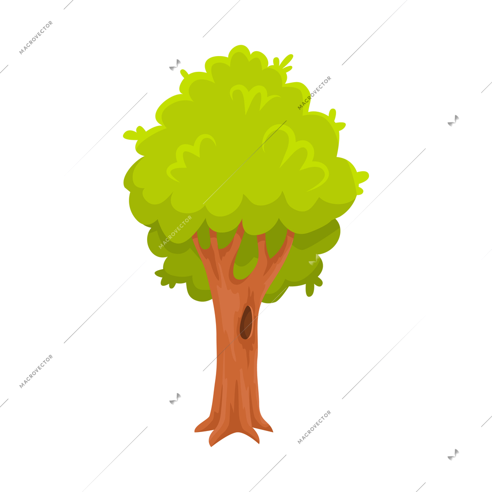 Cartoon green tree for game landscape vector illustration