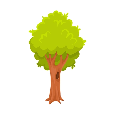 Cartoon green tree for game landscape vector illustration