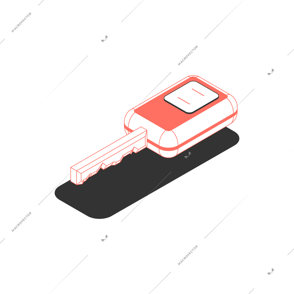 Car key isometric color icon 3d vector illustration