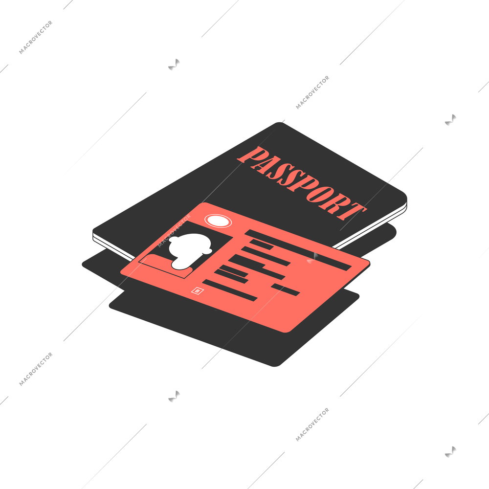 Isometric color icon with driving license and passport 3d vector illustration