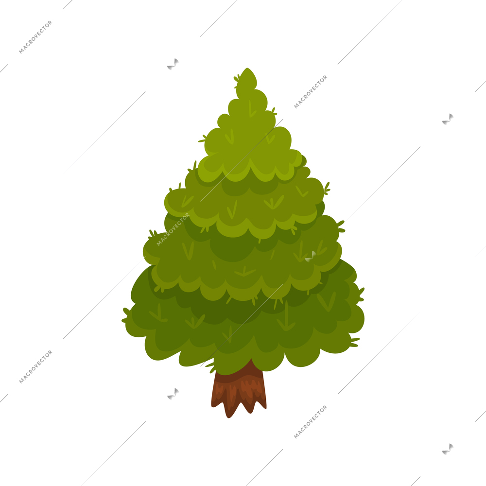 Cartoon green tree for game user interface vector illustration