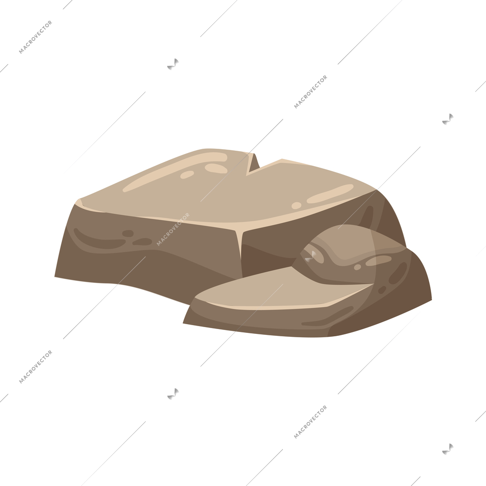 Cartoon grey stone on blank background vector illustration