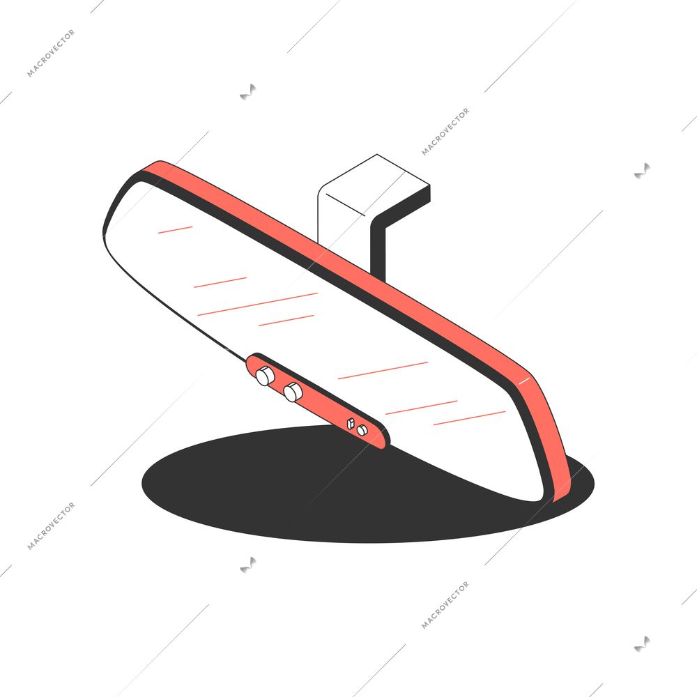 Isometric icon with color car mirror 3d vector illustration