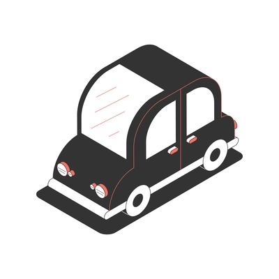 Isometric icon with black passenger car 3d vector illustration