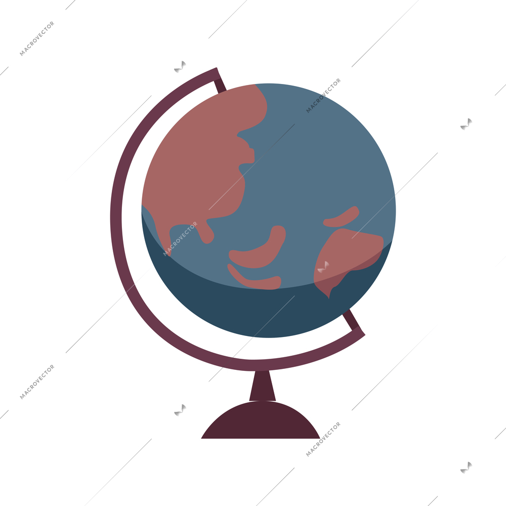 School earth globe on white background flat vector illustration