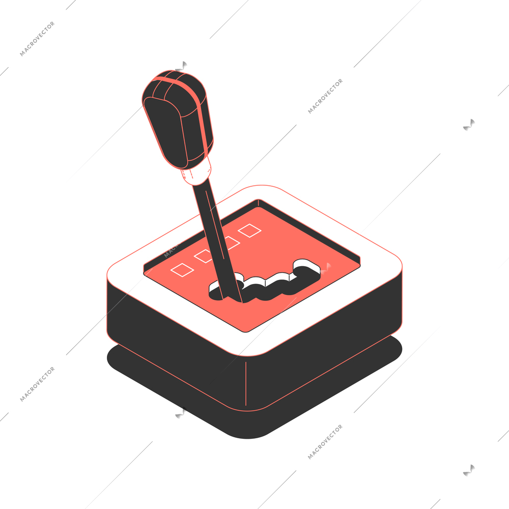 Isometric color icon with car gearshift on blank background 3d vector illustration