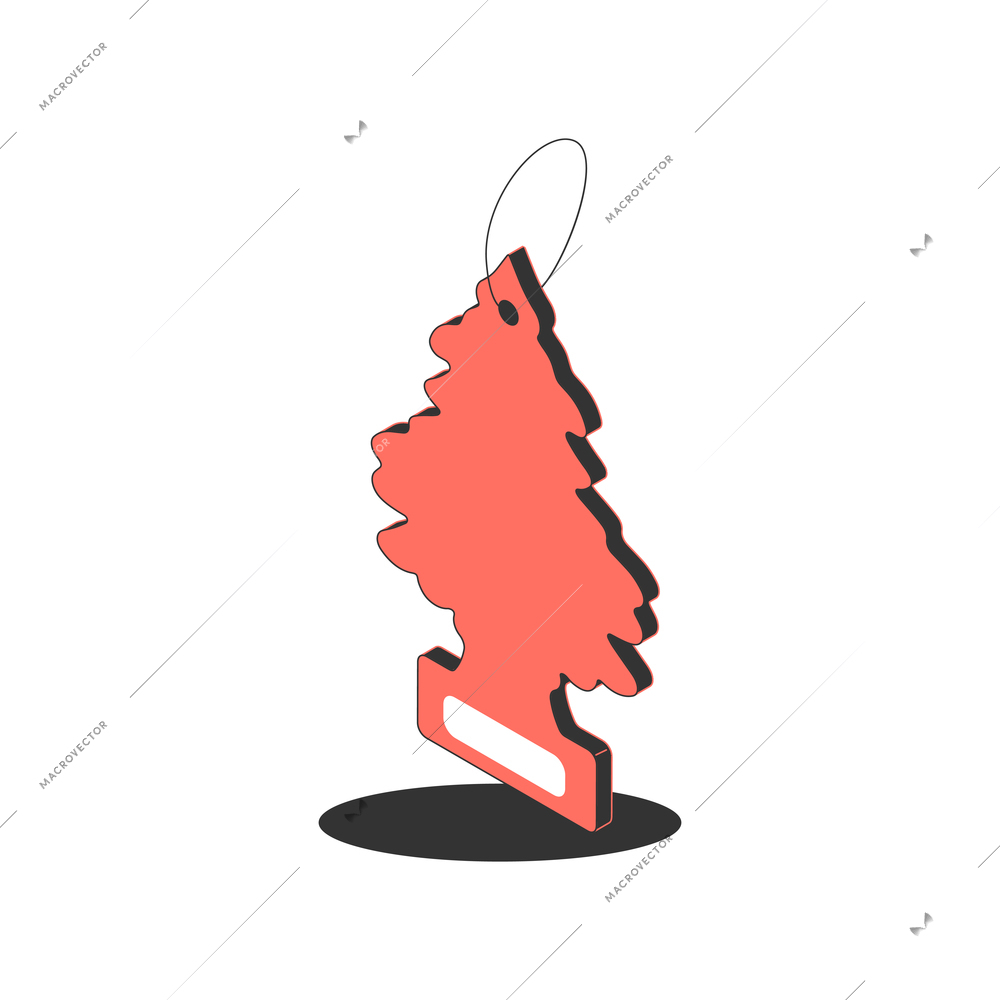 Isometric icon with color car air freshener in shape of fir tree 3d vector illustration
