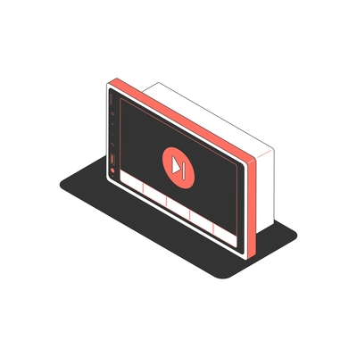 Isometric color icon with car radio recorder music player 3d vector illustration