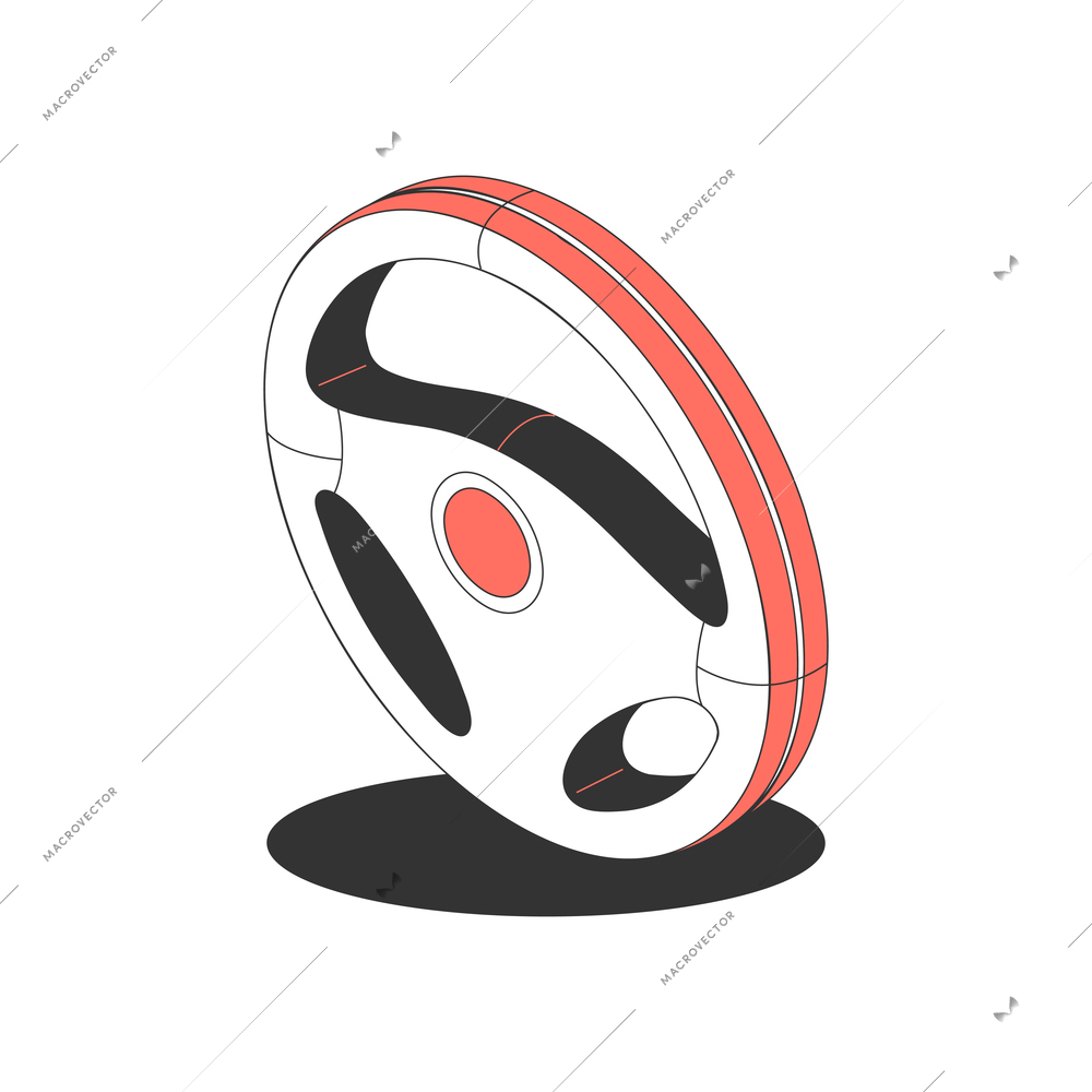 Isometric automobile steering wheel icon 3d vector illustration