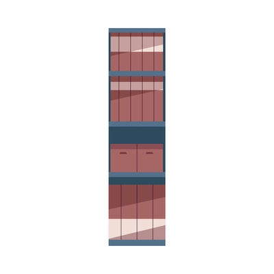 Flat bookcase with boxes and folders vector illustration