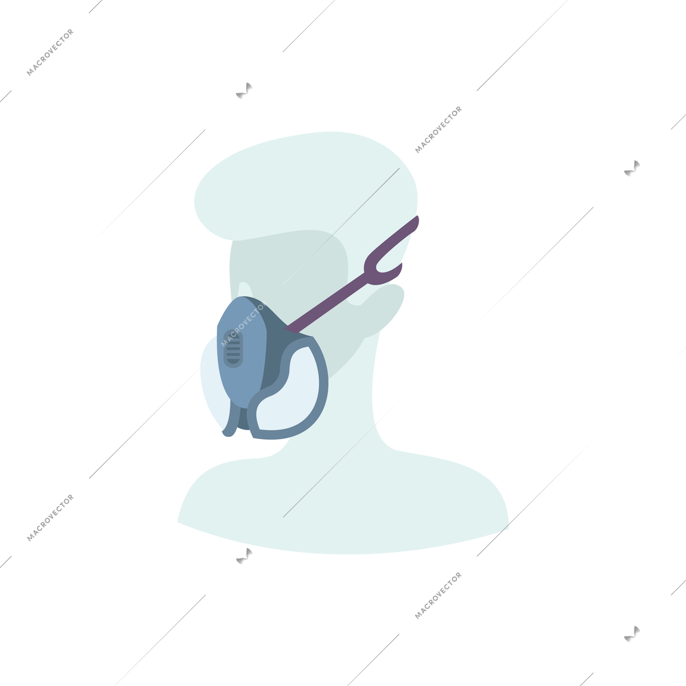 Flat character wearing face respirator mask with increased degree of protection vector illustration