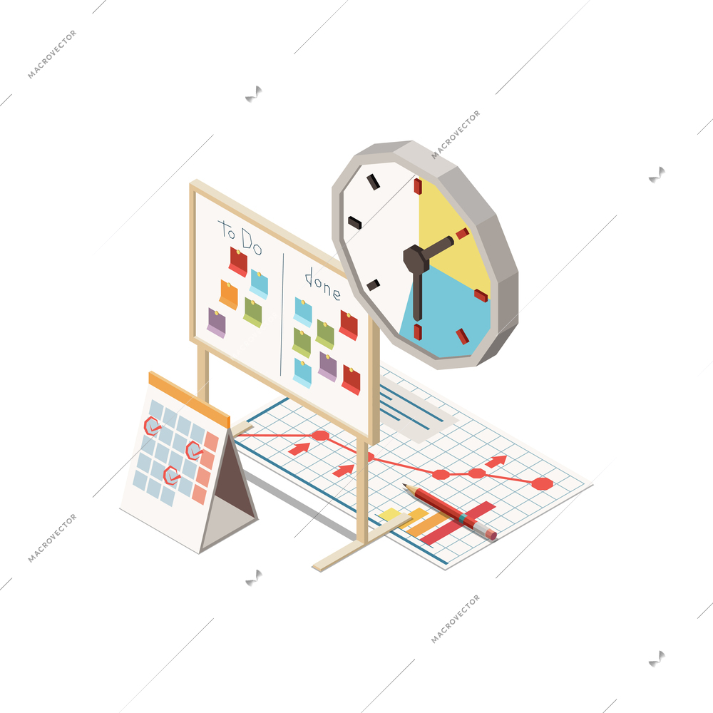 Marketing strategy concept icon with planning research and isometric objects 3d vector illustration