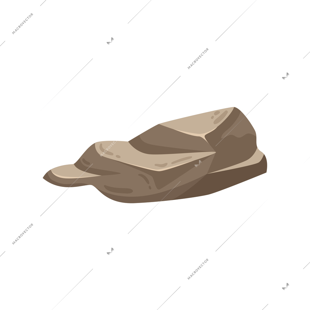 Cartoon grey stone boulder on white background vector illustration