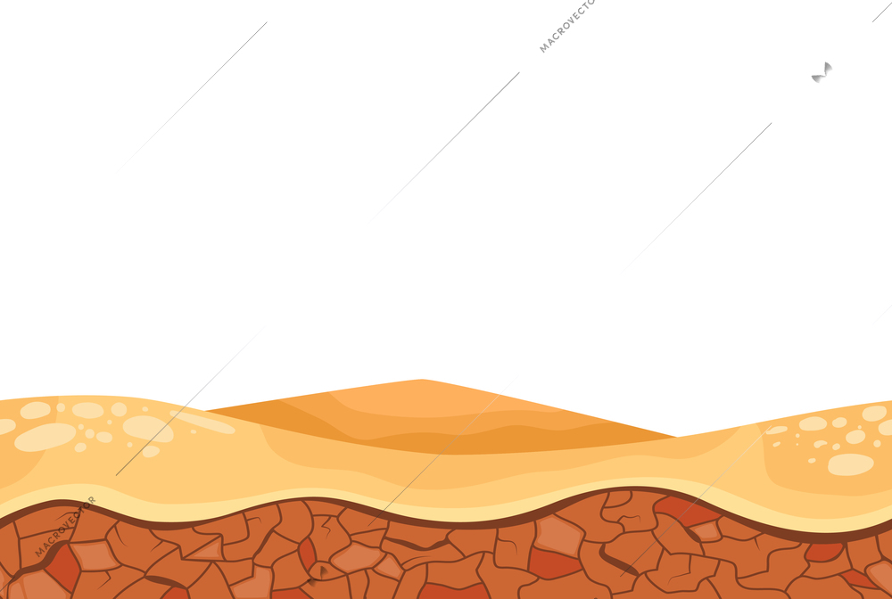 Cartoon desert relief landscape for game user interface vector illustration