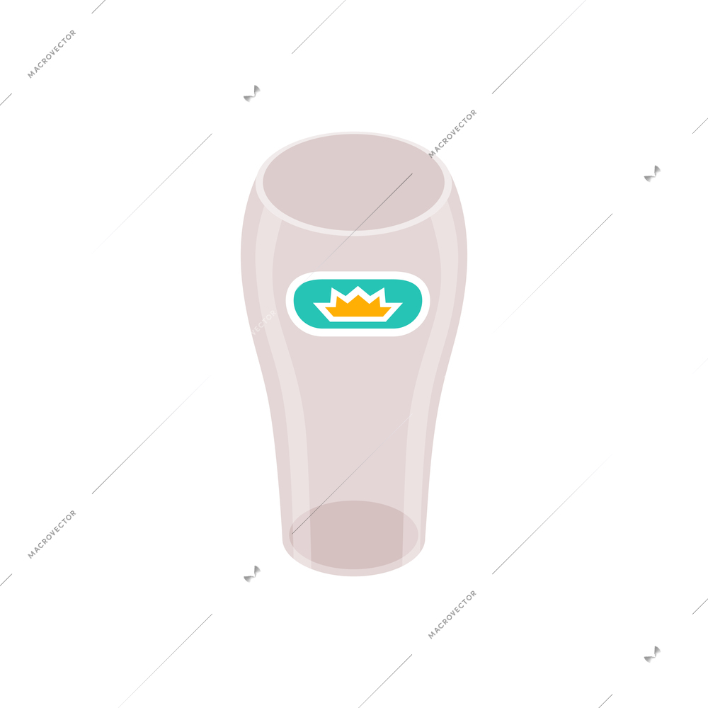 Empty beer glass on white background 3d isometric vector illustration