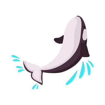 Isometric icon with orca performing in dolphinarium 3d vector illustration