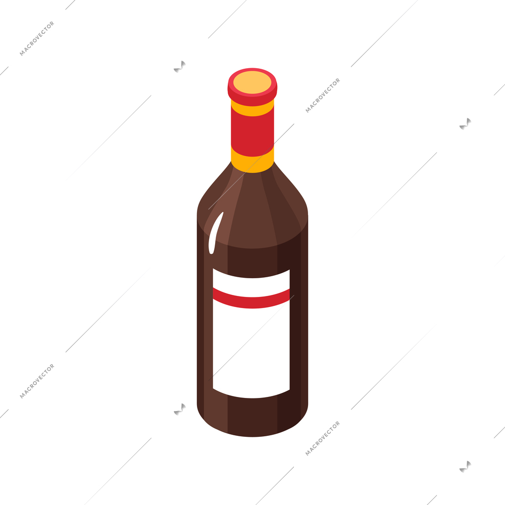 Isometric bottle of beer on white background 3d vector illustration
