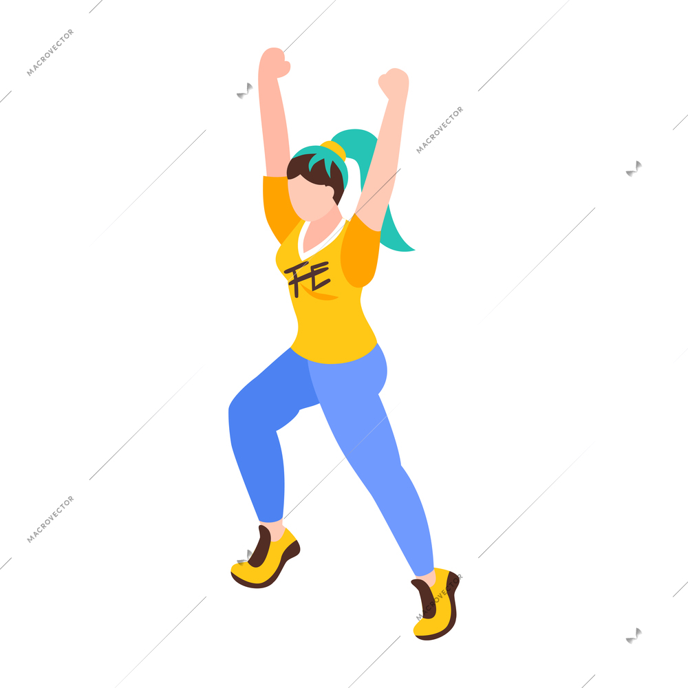 Girl dancing at rock concert isometric vector illustration