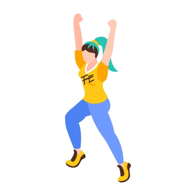 Girl dancing at rock concert isometric vector illustration