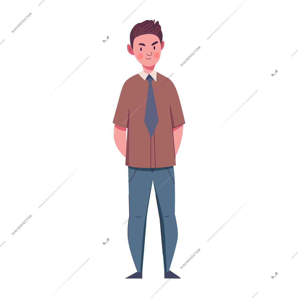 Flat school boy in uniform on white background vector illustration