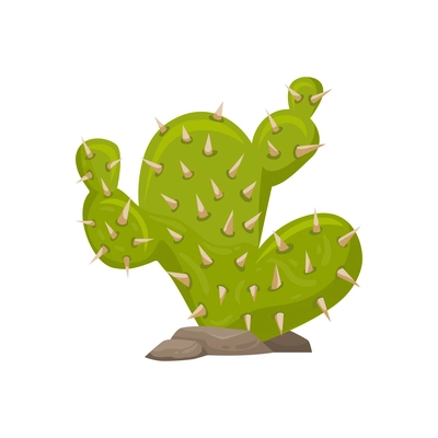 Cartoon green cactus on blank background for game user interface vector illustration