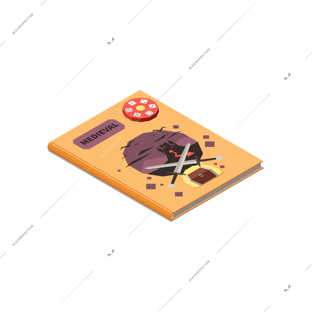 Isometric icon with medieval board game 3d vector illustration