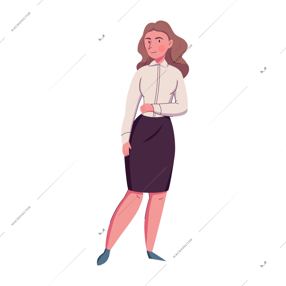 Flat female teacher wearing black skirt vector illustration