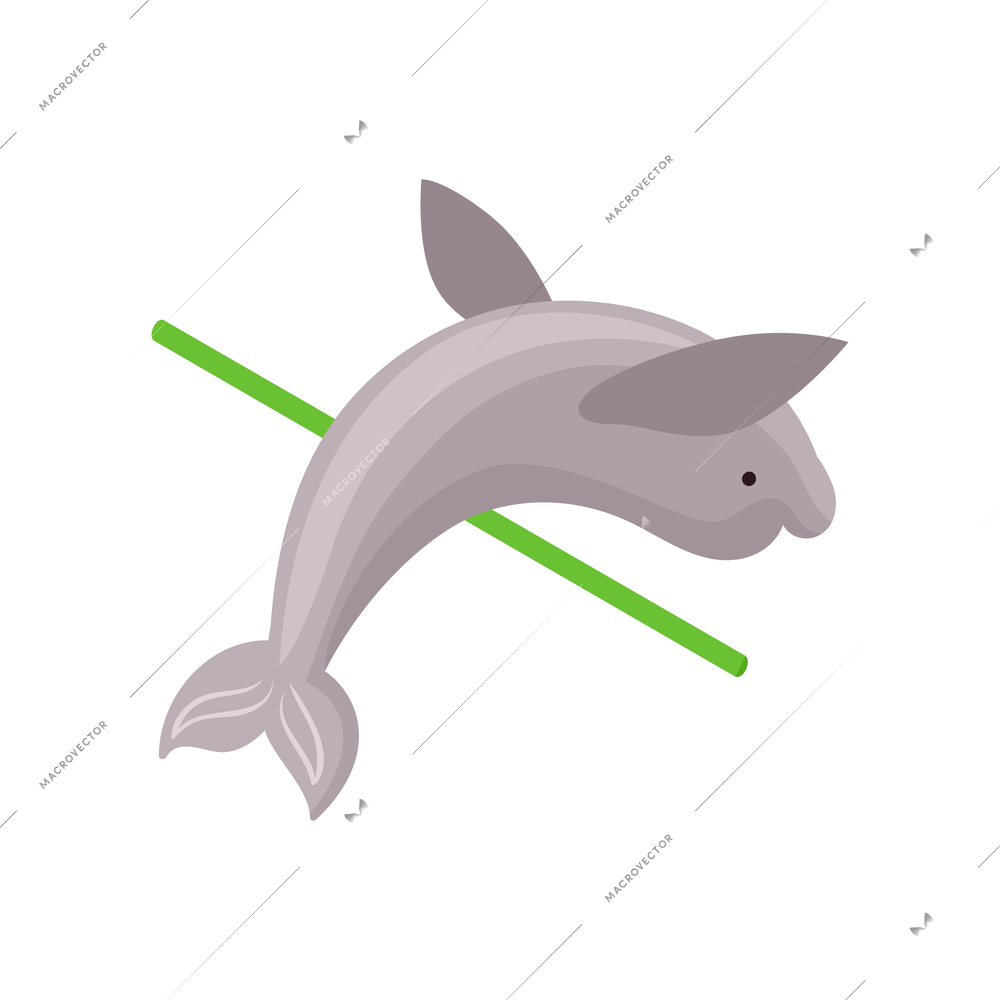 Show in dolphinarium isometric icon with jumping dolphin 3d vector illustration