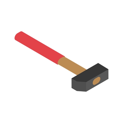 Hammer with red handle isometric icon 3d vector illustration