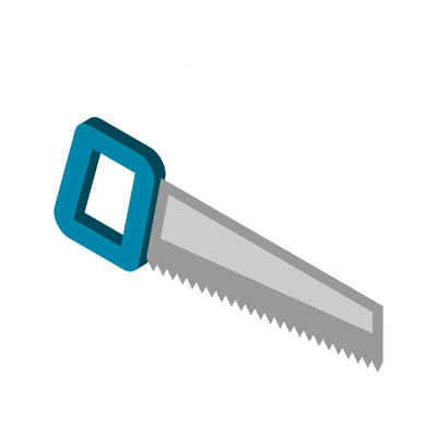 Hand saw with blue handle isometric icon 3d vector illustration