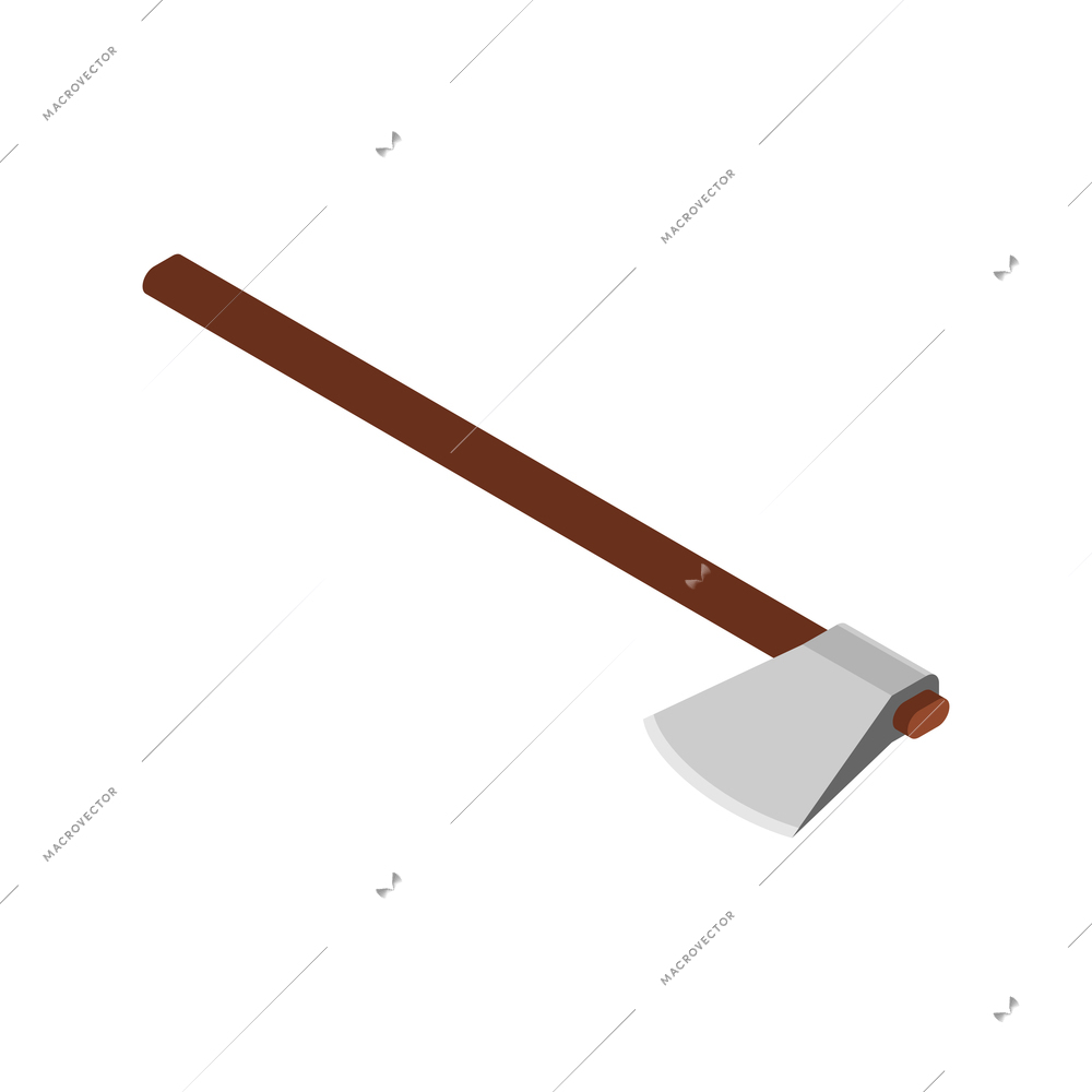 Isometric axe on white background 3d vector illustration