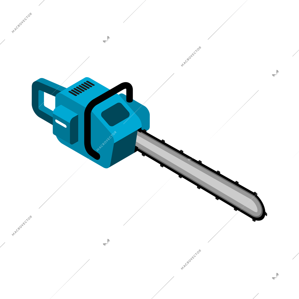 Isometric icon with electric saw 3d vector illustration