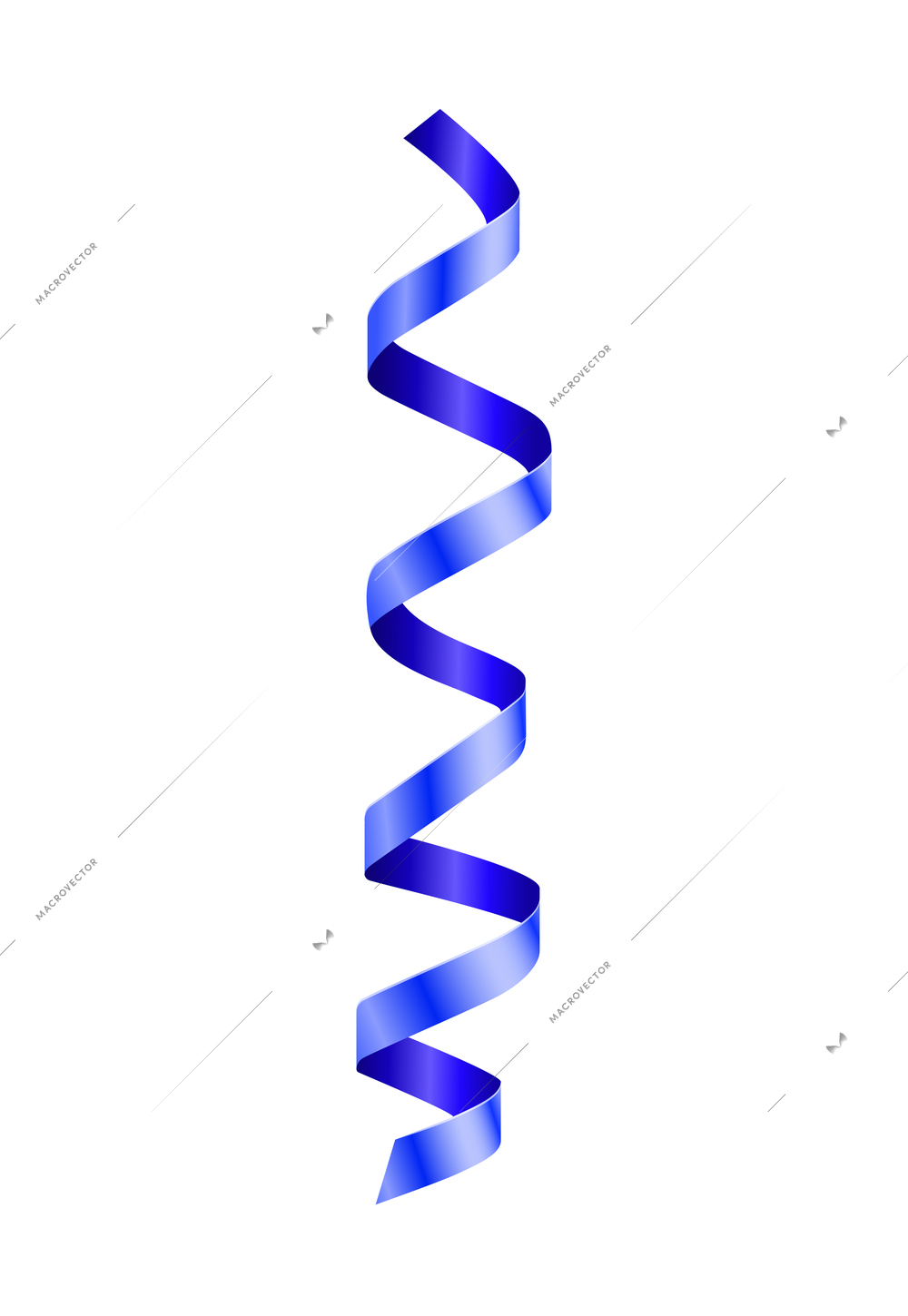 Realistic hanging paper streamer in blue color vector illustration