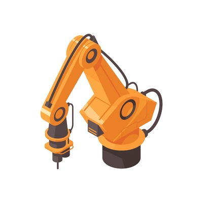 Automated factory machinery in orange color isometric icon vector illustration