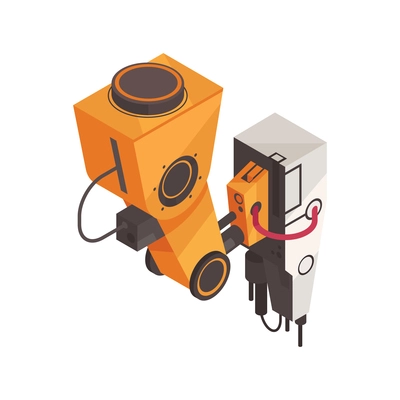 Isometric icon with factory robotic manipulator 3d vector illustration