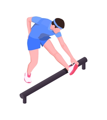 Isometric icon with male runner preparing for marathon 3d vector illustration