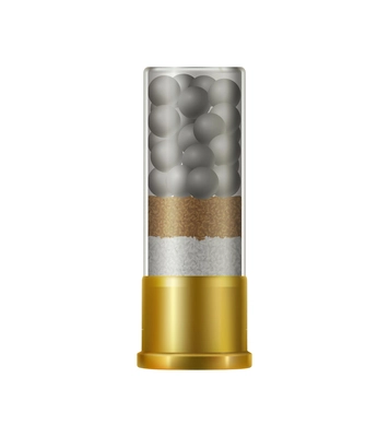 Realistic shotgun shell against white background vector illustration