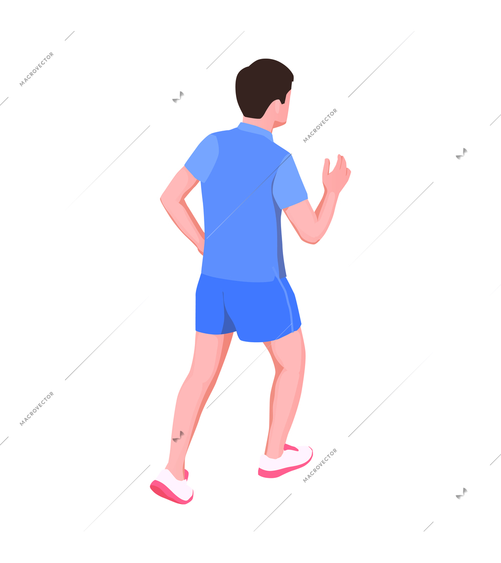 Isometric icon with running man back view vector illustration