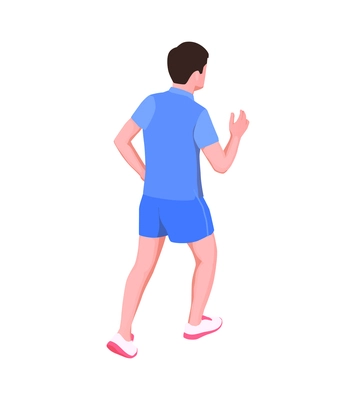 Isometric icon with running man back view vector illustration