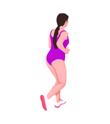 Female character of running woman isometric vector illustration