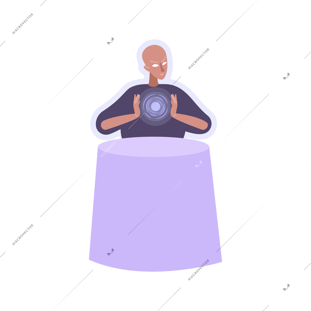 Character of blind seer predicting future flat vector illustration