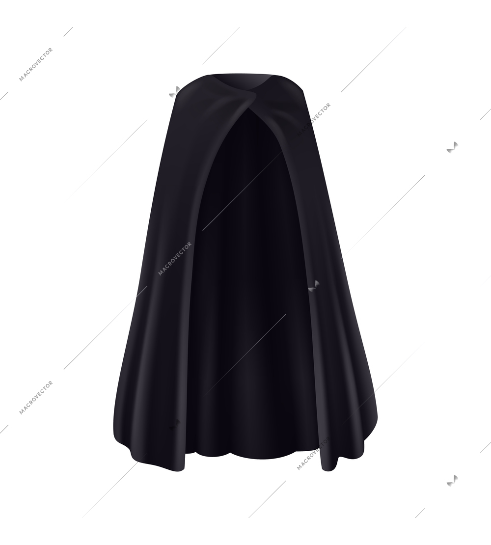 Realistic black mantle front view on white background vector illustration